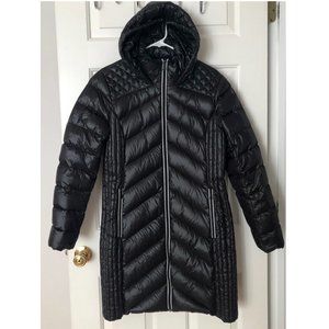 BCBGeneration Black Nylon Down Puffer Light Weight Jacket with Hood, Size M-L